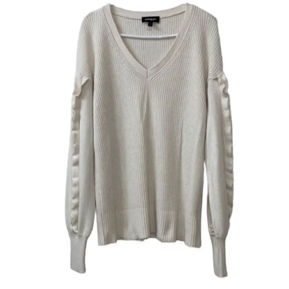 Express Cream Ruffle Sleeve Sweater(Size Small) - Picture 3 of 7